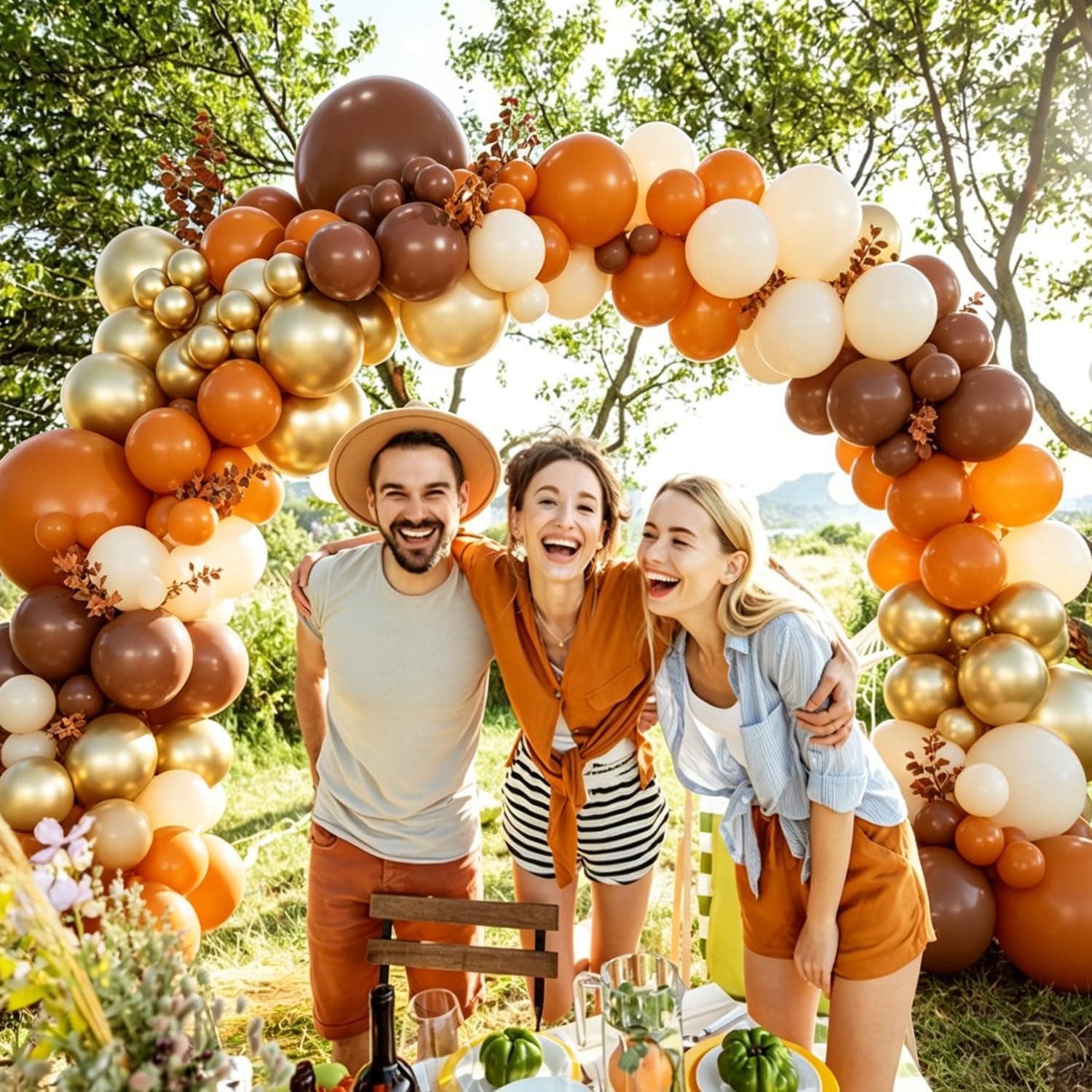 139PCS Fall Balloon Arch Garland Kit, Burnt Orange Brown Gold Sand White Balloons, Harvest Baby Shower Wedding Birthday Party Decor