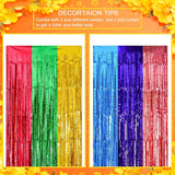 Mexican Fiesta Fringe Curtain Backdrop, 2-Pack Foil Party Decorations (3.28x6.56ft)