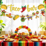 Mexican Fiesta Taco Bar Banner Set, Cactus Donkey Maraca Sombrero Garland (2 Pack)