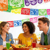 Mexican Papel Picado Banner Set, 54FT Plastic Fiesta Garland (3 Pack)