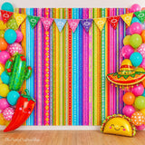 Mexican Fiesta Foil Curtain Backdrop, Rainbow Tinsel Streamers (2 Pack)
