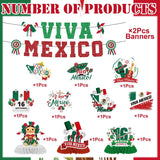Mexican Independence Day Decorations 12PCS, Viva Mexico Banner Swirls Honeycomb Centerpieces, Fiesta Party Decor