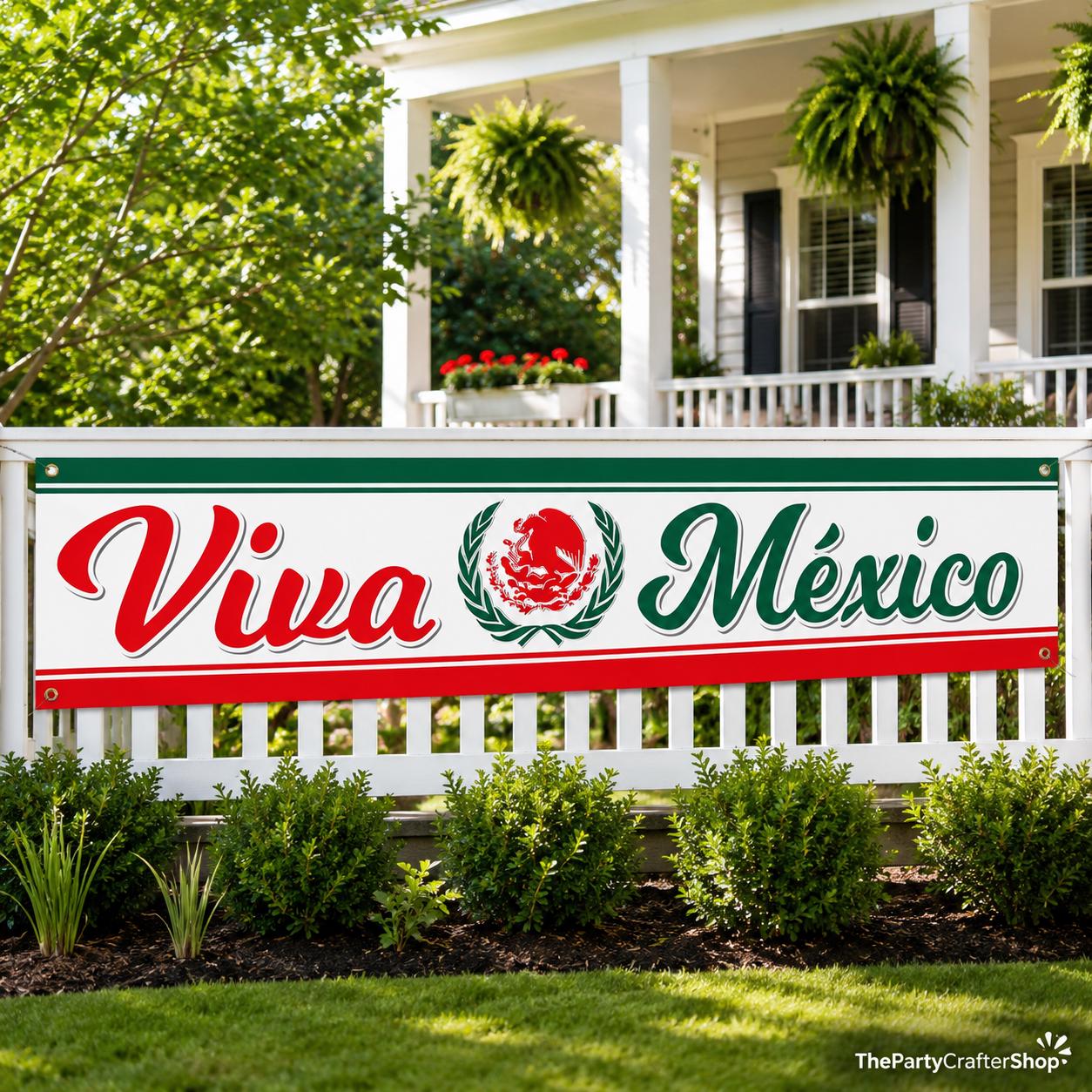 Viva Mexico Banner, Mexican Independence Day Yard Sign, Outdoor Hanging Decoration