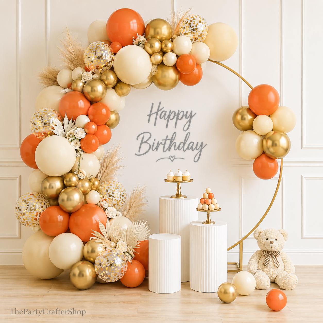 Orange Gold Balloon Garland Arch Kit, Pastel Fall Autumn Baby Shower Birthday Decor