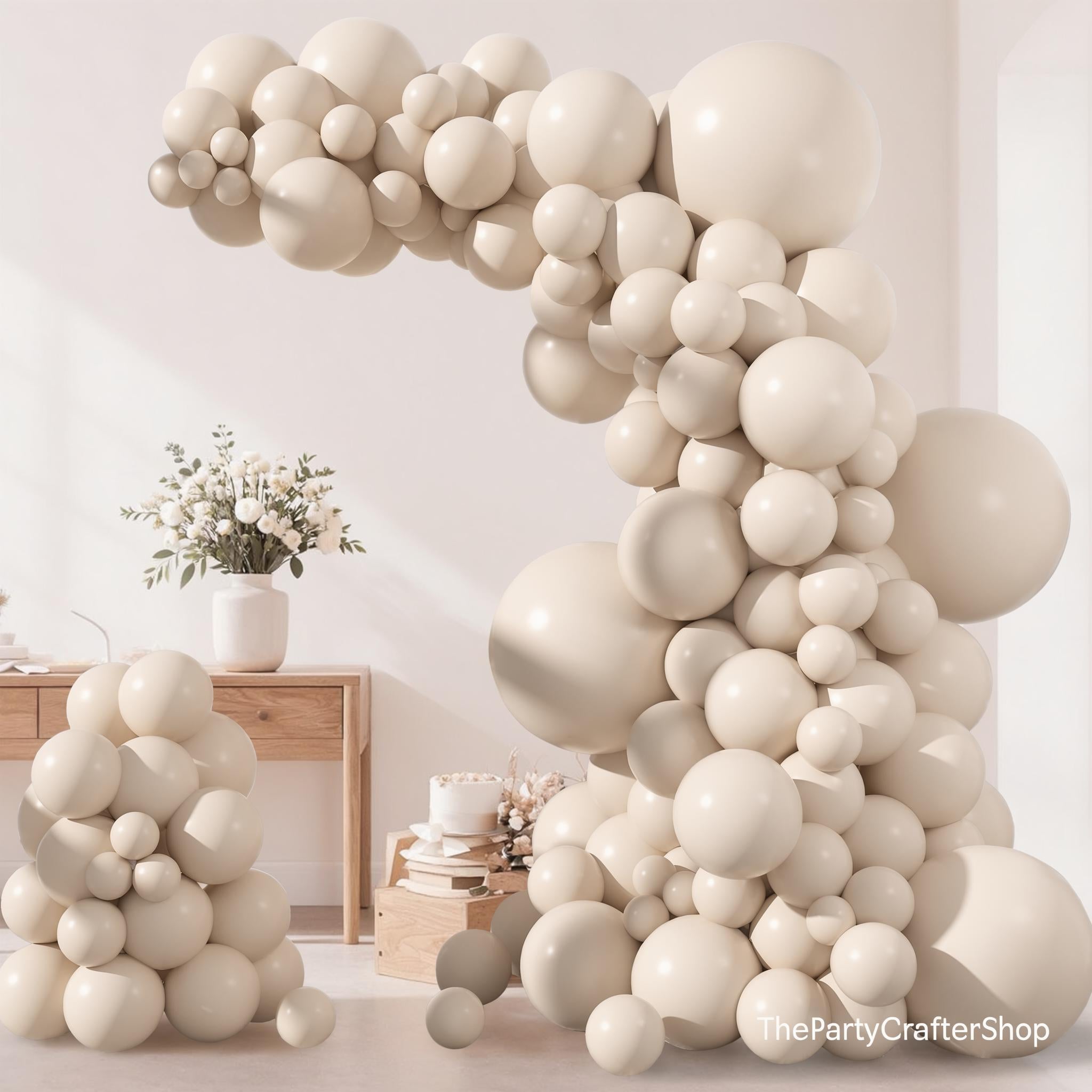 Neutral Cream Beige Balloon Arch Garland Kit, Boho Party Decor