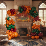 Fall Balloon Garland Arch Kit, Hunter Green Maroon Orange Harvest Party Decor