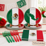 Mexico Flag Party Tableware Set, 100-Piece Fiesta Supplies (25 Guests)
