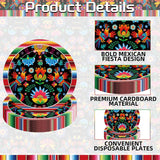 Mexican Fiesta Paper Plates, 9 Inch Floral Serape Stripes (50 Count)