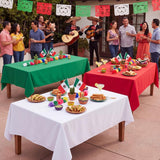 Mexican Independence Day Tablecloth Set, Red White Green Plastic Covers (54x108 Inch)
