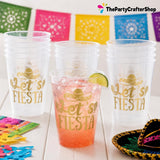 Mexican Fiesta Plastic Cups, 16oz Reusable Party Decor (24PCS)