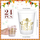 Mexican Fiesta Plastic Cups, 16oz Reusable Party Decor (24PCS)
