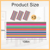 Mexican Serape Tablecloth Set, 3-Pack 54x108 Inch Striped Party Covers (Plastic)