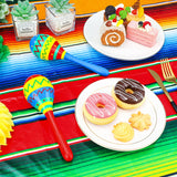 Mexican Fiesta Tablecloth Set, Striped Plastic Covers (108x54 Inch)