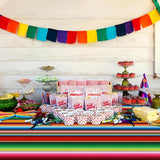Mexican Fiesta Tablecloth Set, Striped Plastic Covers (108x54 Inch)