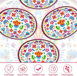 Mexican Fiesta Oval Paper Plates, 12x10 Inch Floral Dessert Platters (50PCS)