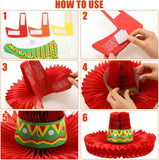 Mexican Sombrero Honeycomb Centerpieces, Fiesta Table Decor (6PCS)