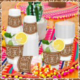Mexican Fiesta Party Cups, Floral Design, 12oz Clear Plastic (50 Pack)