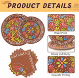 Mexican Fiesta Tableware Set, Talavera Floral Plates, Napkins (48PCS)