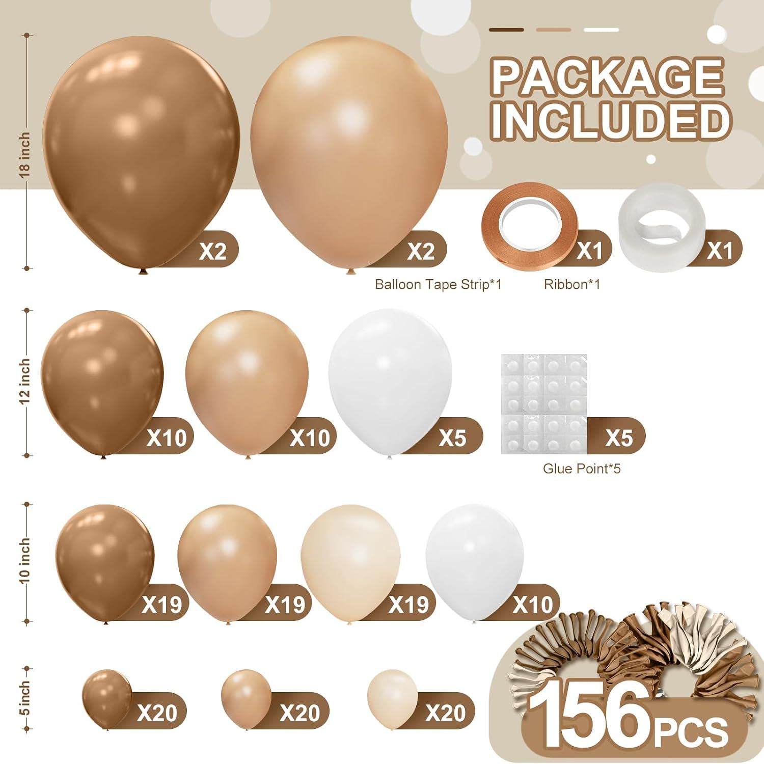 Neutral Balloon Garland Arch Kit, Brown Tan White, Baby Shower Birthday Party Decorations