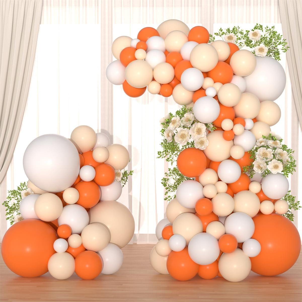 Orange White Apricot Nude Balloon Arch Garland Kit, Baby Shower Birthday Wedding Graduation Party Decorations