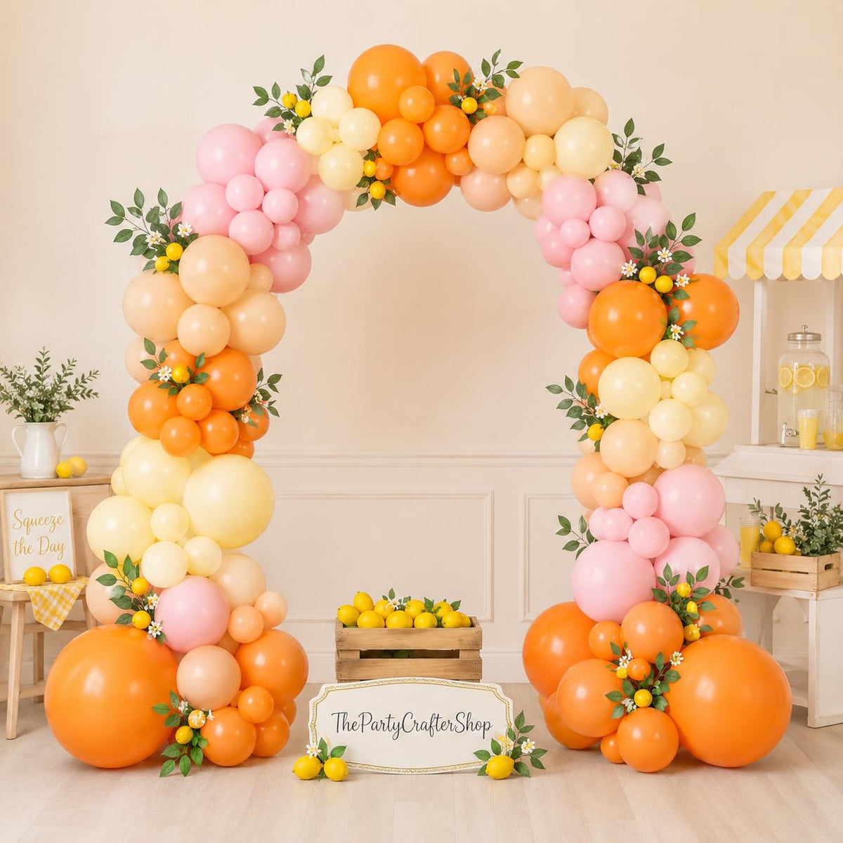 Pastel Balloon Arch Garland Kit, Orange Pink Yellow, Baby Shower Party Decor