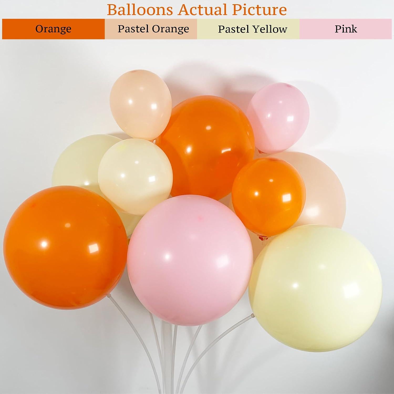 Pastel Balloon Arch Garland Kit, Orange Pink Yellow, Baby Shower Party Decor