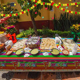 Mexican Fiesta Tablecloth 3PCS, 54x108 Inch Plastic Table Covers, Taco Night Birthday Party Decorations