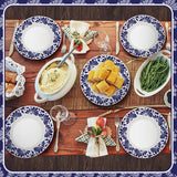 Blue White Talavera Paper Plates, 9 Inch Mexican Wedding Party Tableware (100PCS)