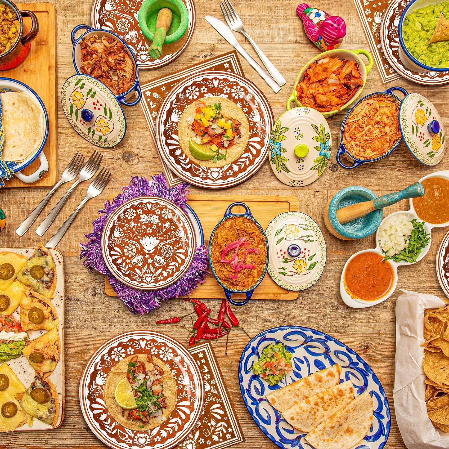 Mexican Platos de Barro Tableware Set, Brown Paper Plates Napkins (180PCS)