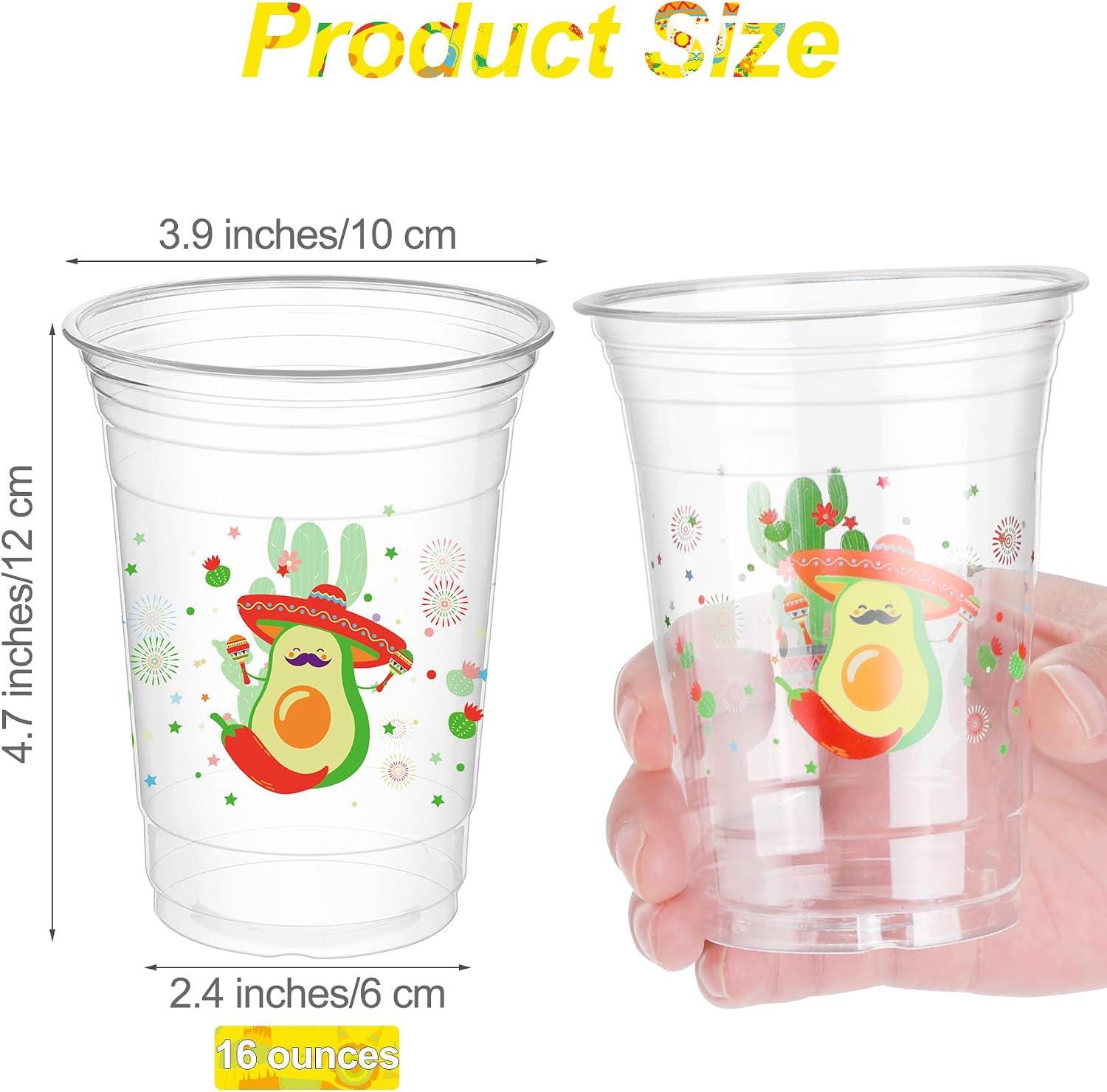 Mexican Fiesta Plastic Cups, 120pcs 16oz Disposable Drinkware (4 Styles)