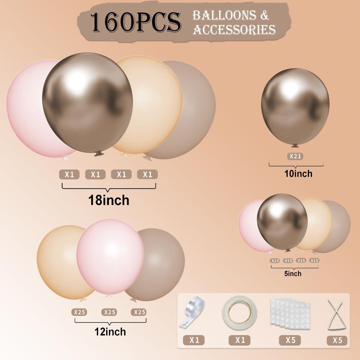 Boho Balloon Arch Kit, Pastel Neutral Metallic Party Decor
