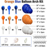 Blue Orange White Balloon Arch Kit, Double Stuffed, Silver Stars, Party Decor
