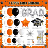 Class of 2026 Graduation Balloon Arch Kit, Orange Black Silver Party Decoration