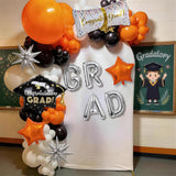 Class of 2026 Graduation Balloon Arch Kit, Orange Black Silver Party Decoration