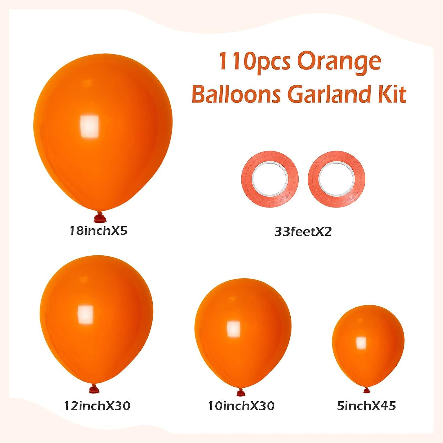 Orange Balloon Arch Kit, Birthday Graduation Baby Shower Party Decorations