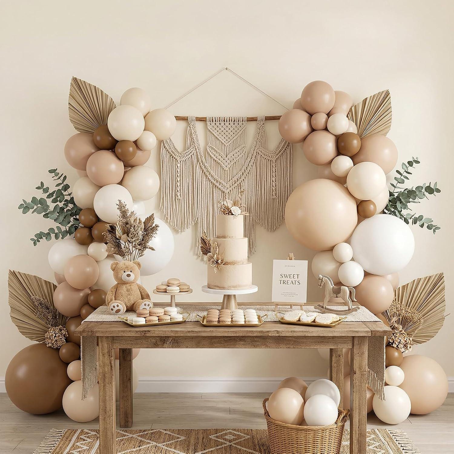 Boho Neutral Balloon Garland Arch Kit, Matte Earth Tone Balloons, Baby Shower Party Decor