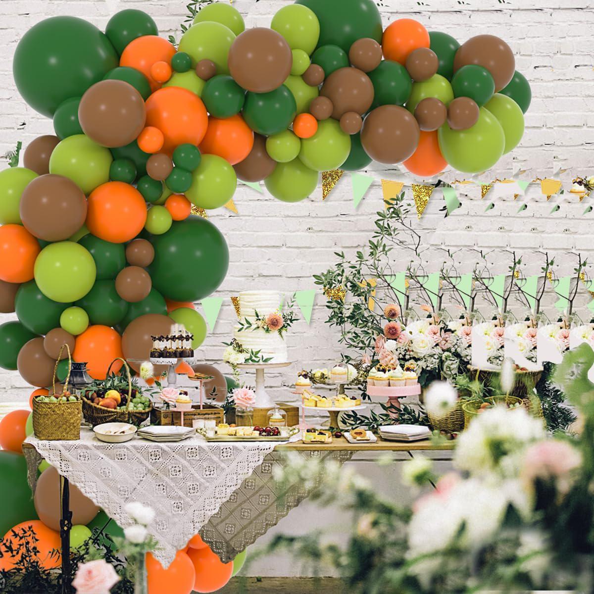 Olive Green Orange Brown Balloon Arch Kit, Safari Woodland Baby Shower Decor