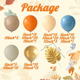 Fall Balloon Arch Kit, Burnt Orange Dusty Blue Beige Sand White Balloons, Gold Leaves