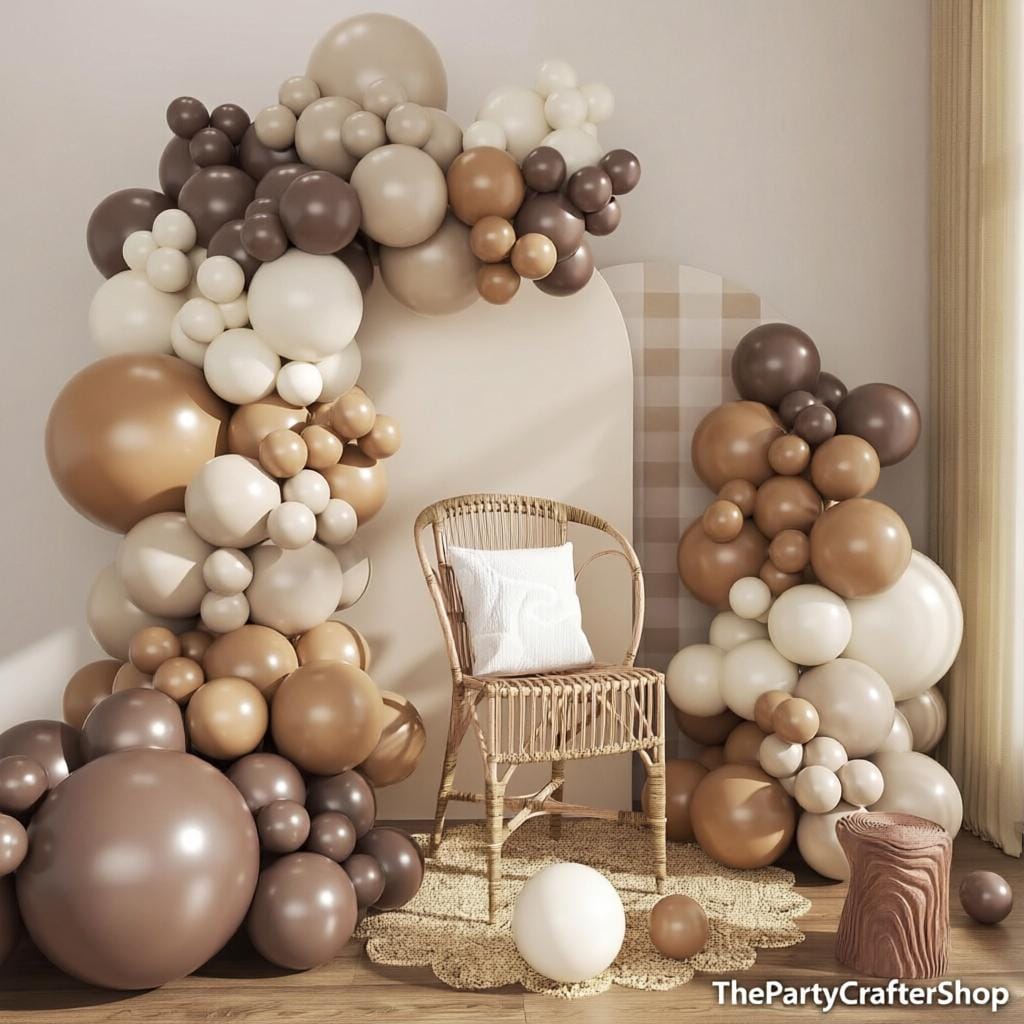 Neutral Cream Brown Balloon Arch Garland Kit, Coffee Theme Party Decor