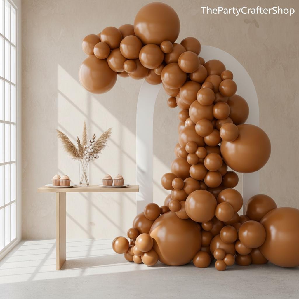 Boho Neutral Light Brown Balloons, Coffee Color Party Decor, Baby Shower Birthday Wedding Arch