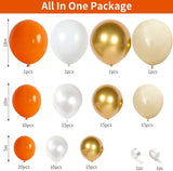 Orange White Gold Balloon Arch Kit, Nude Apricot Cream Beige Pearl Balloons, Fall Birthday Thanksgiving Baby Shower Bridal Party Decor