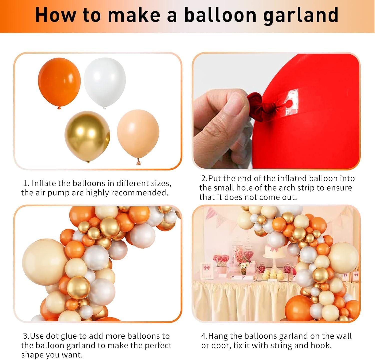 Orange White Gold Balloon Arch Kit, Nude Apricot Cream Beige Pearl Balloons, Fall Birthday Thanksgiving Baby Shower Bridal Party Decor