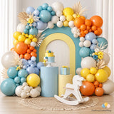 Retro Blue Yellow Orange Balloon Arch Kit, Baby Shower Birthday Party Decor