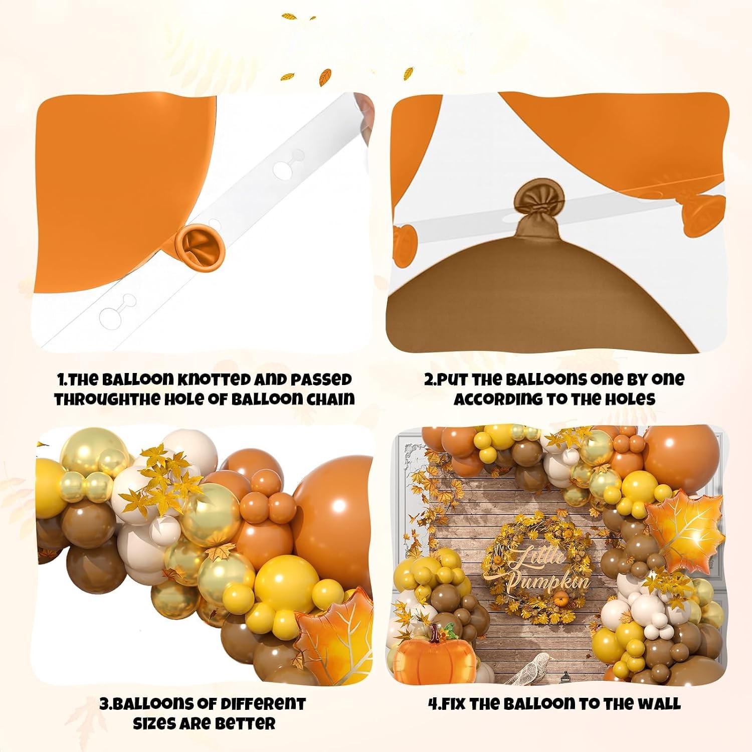 Fall Balloon Garland Arch Kit, Autumn Colors, Maple Leaf Pumpkin Foil, Thanksgiving Shower Decor