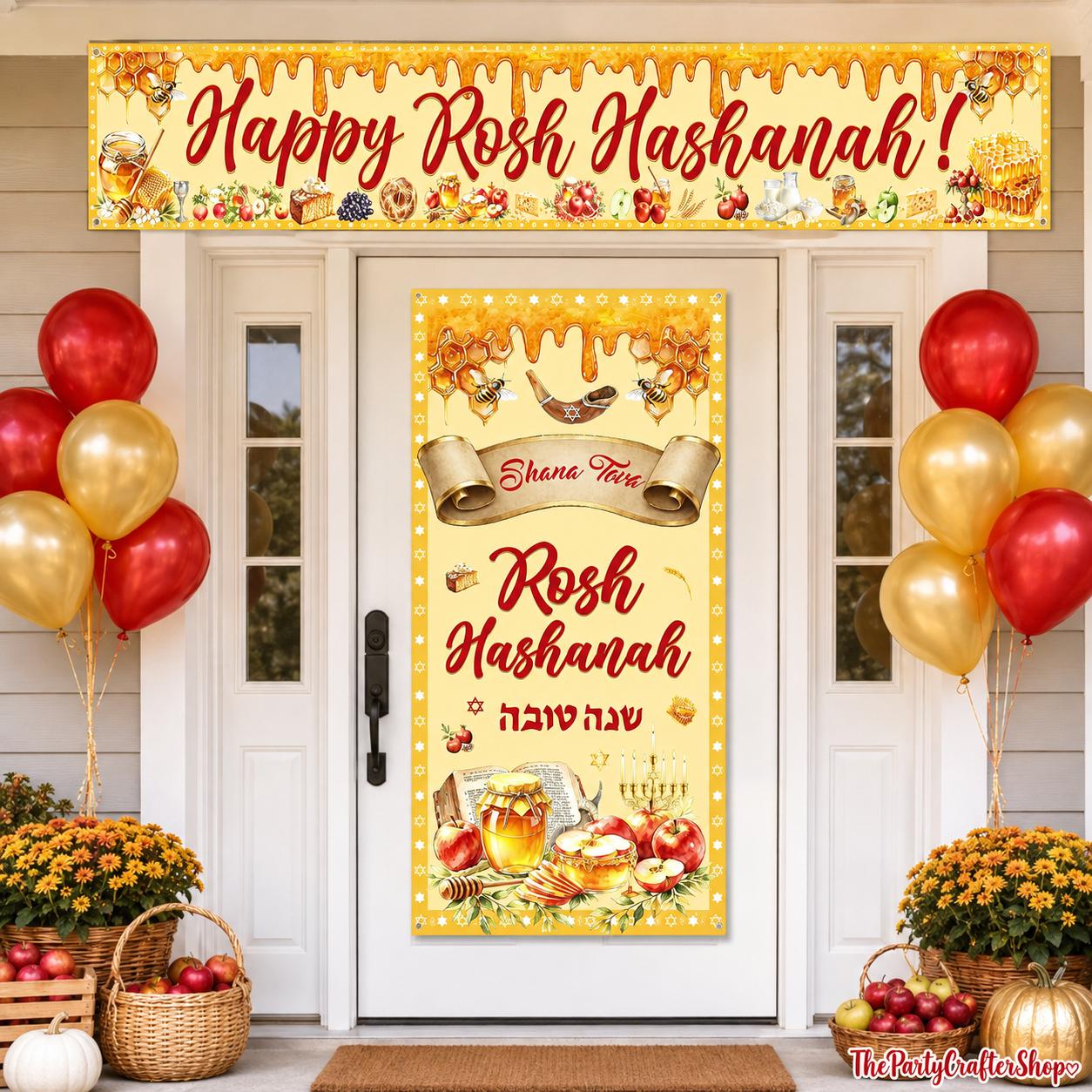 Rosh Hashanah Honey Bee Banner Decorations, Jewish New Year Porch Decor