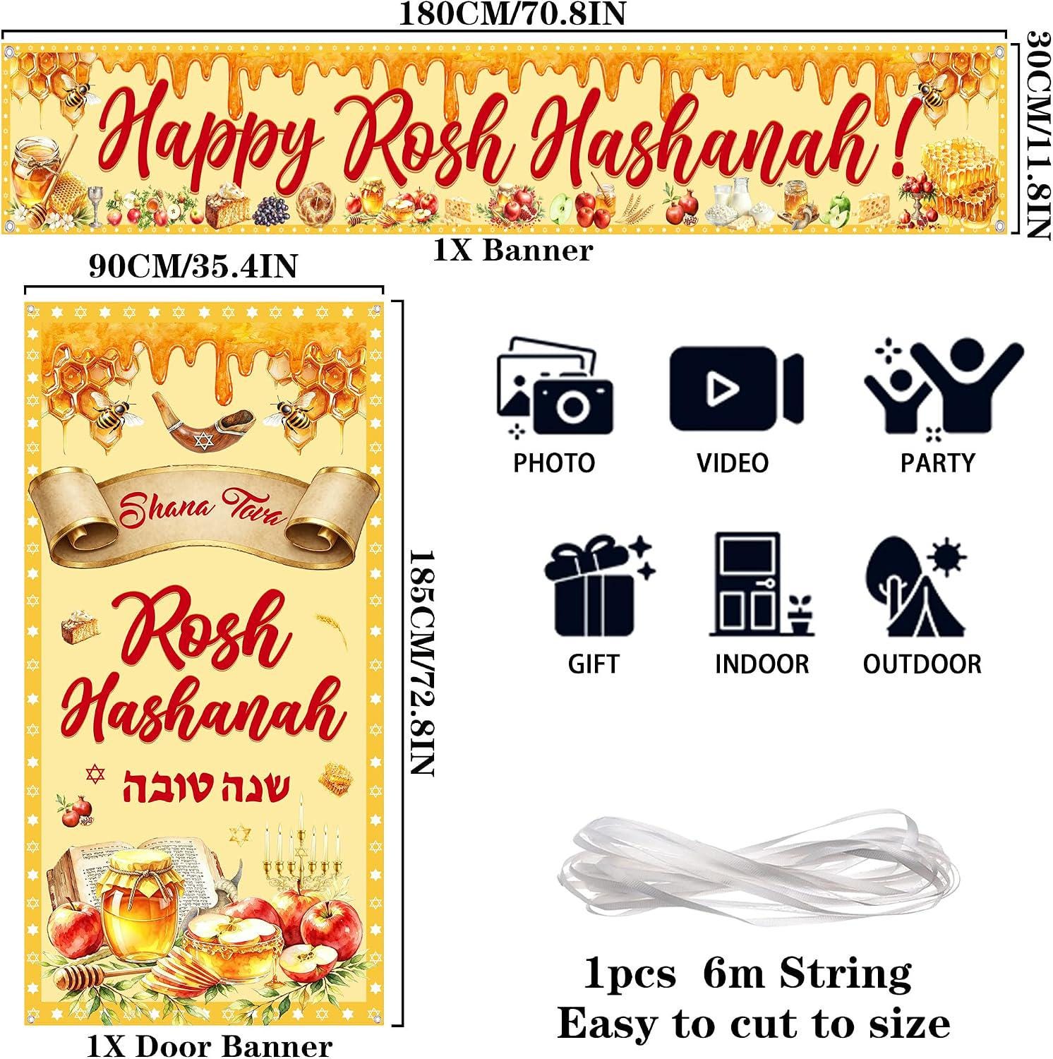Rosh Hashanah Honey Bee Banner Decorations, Jewish New Year Porch Decor