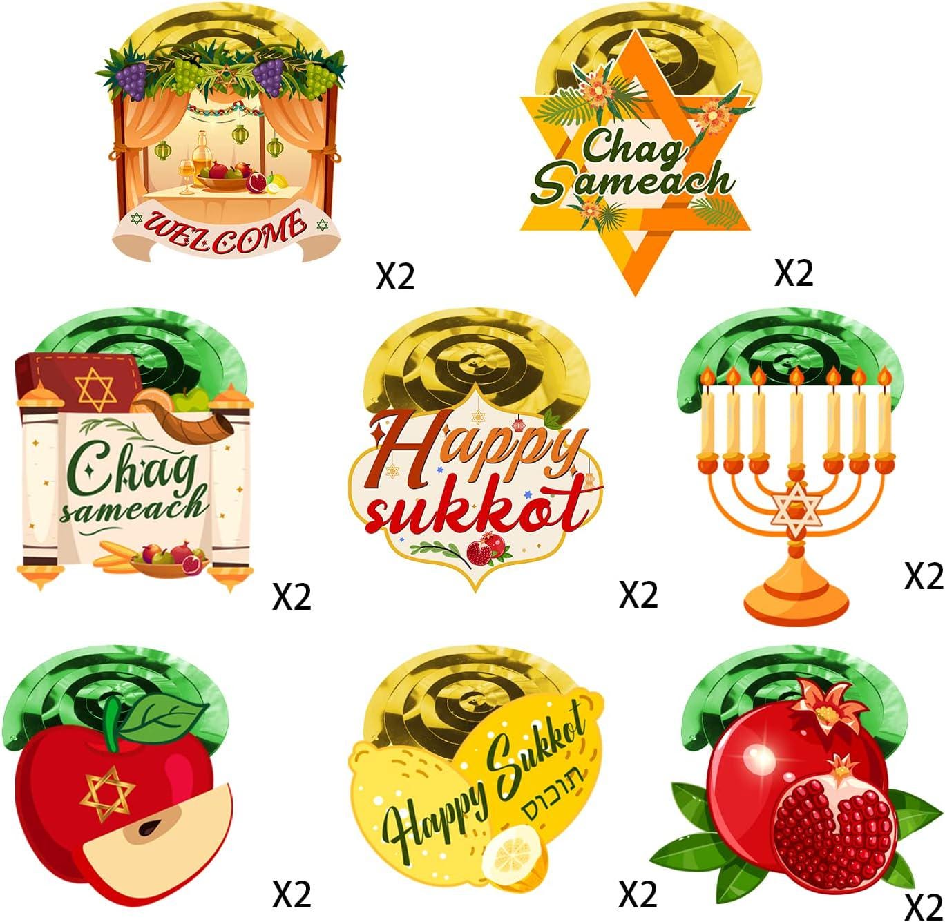 Sukkot Decorations Glitter Hanging Swirls, Jewish Holiday Celebration Sukkah Decor