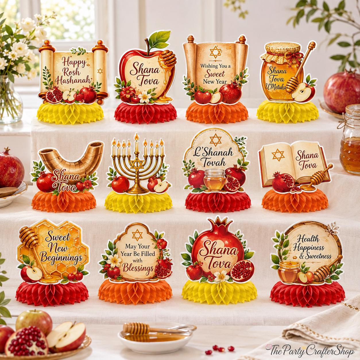 Rosh Hashanah Honeycomb Centerpieces, 12PCS Jewish New Year Table Decorations