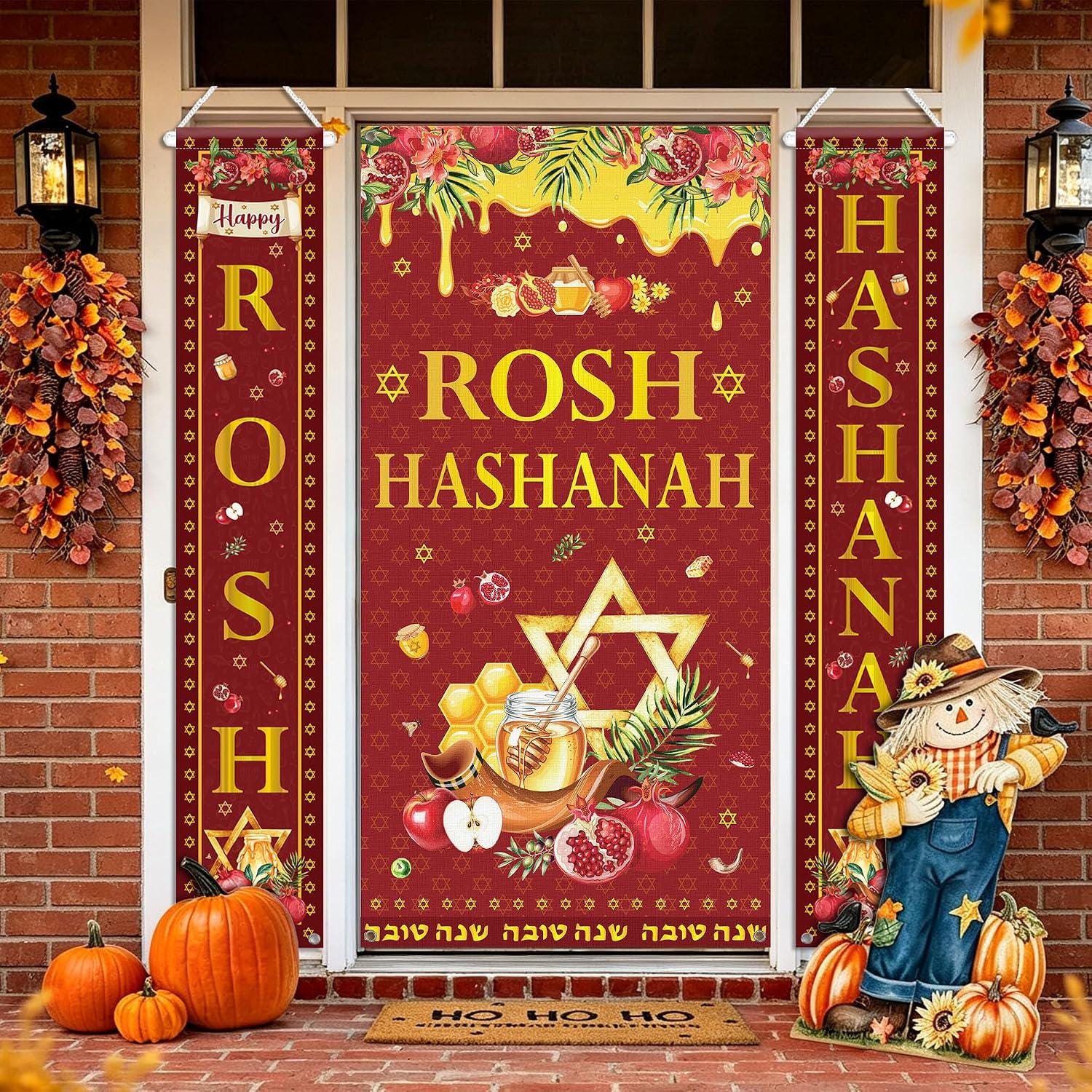 Rosh Hashanah Banner Set, Jewish New Year Door Porch Sign