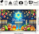 Shana Tova Menorah Backdrop, Rosh Hashanah Star Banner, Jewish Holiday Decorations